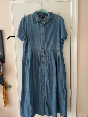 Blue Denim vintage cotton Button-Front Dress